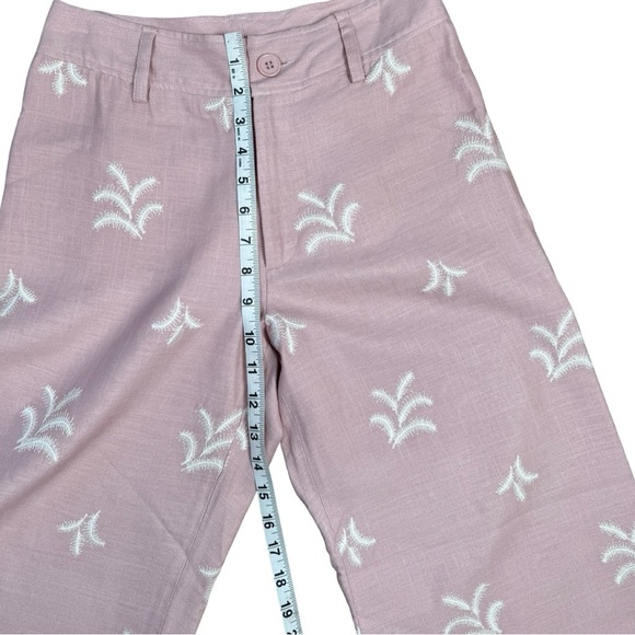 NWT Elie Tahari Womens Linen Blend Pants Wide Leg Embroidered Soft Mauve Size 2 - Picture 8 of 11